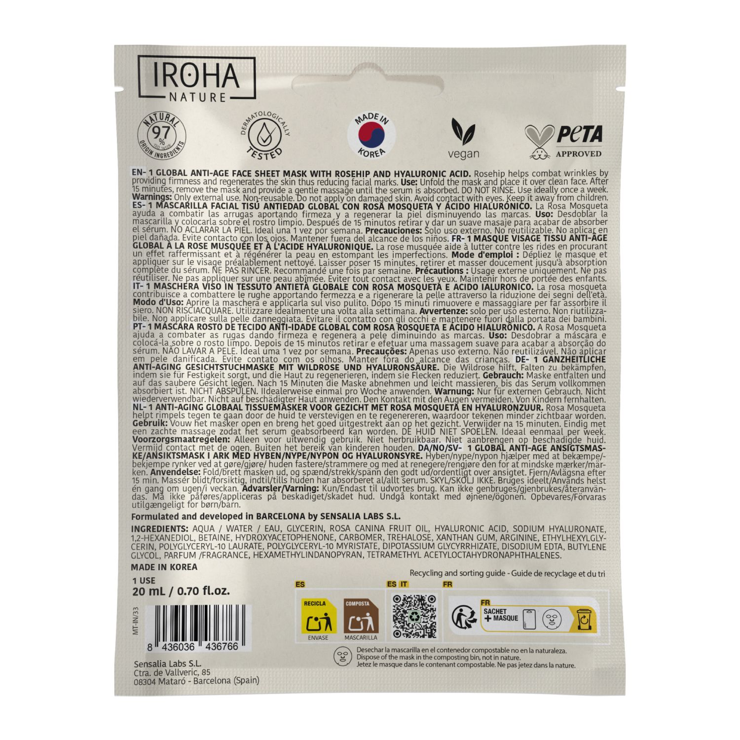 IROHA Global AntiAge Mask Rosehip