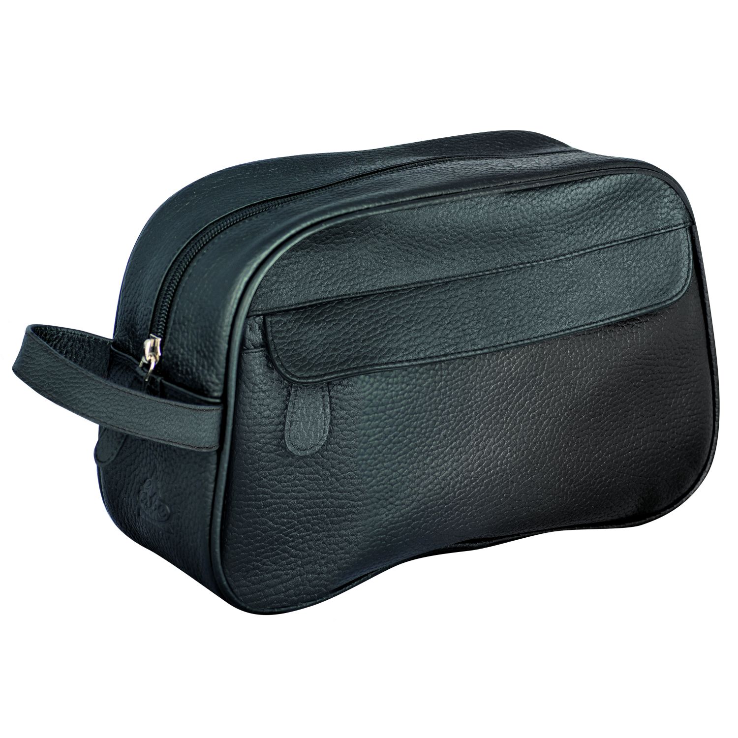 Kulturtasche Leder schwarz